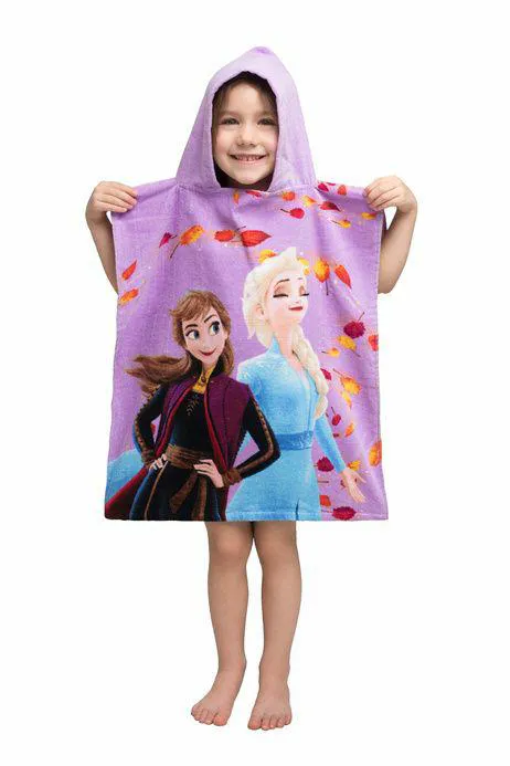 Poncho dla dzieci 50x115 Frozen Kraina    Lodu fioletowy ręcznik z kapturem dziecięce August 23