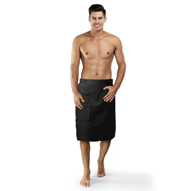 Ręcznik męski do sauny Kilt L/XL czarny frotte bawełniany