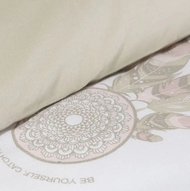 Pościel bawełniana 160x200 Indiana łapacz snów biała beżowa różowa pudrowa Eurofirany