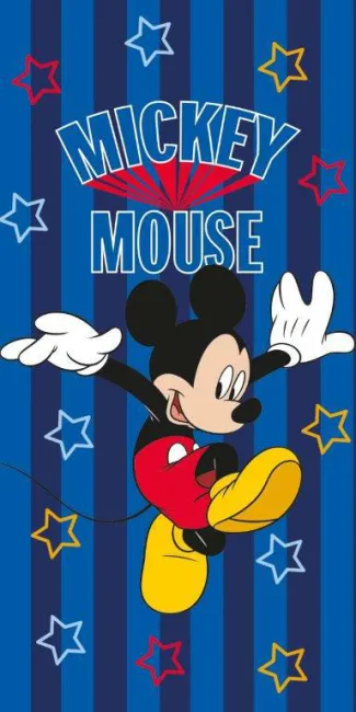 Ręcznik plażowy 70x140 Myszka Miki Mickey Mouse granatowy pasy gwiazdki 5687