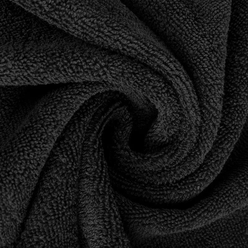 Ręcznik 70x140 Amanda czarny z ozdobną welurową bordiurą w pasy frotte 500 g/m2 Eurofirany