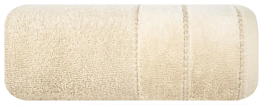 Ręcznik Mari 70x140 beżowy z welurową bordiurą 500g/m2 Eurofirany