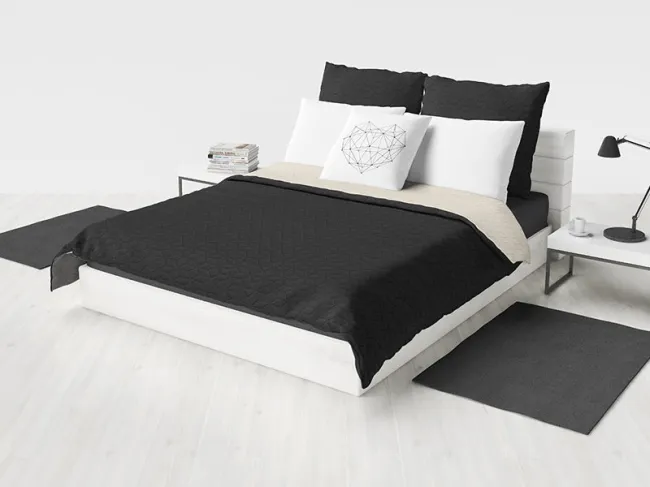 Narzuta na łóżko 150x200 Atlanta biała czarna dwustronna pikowana