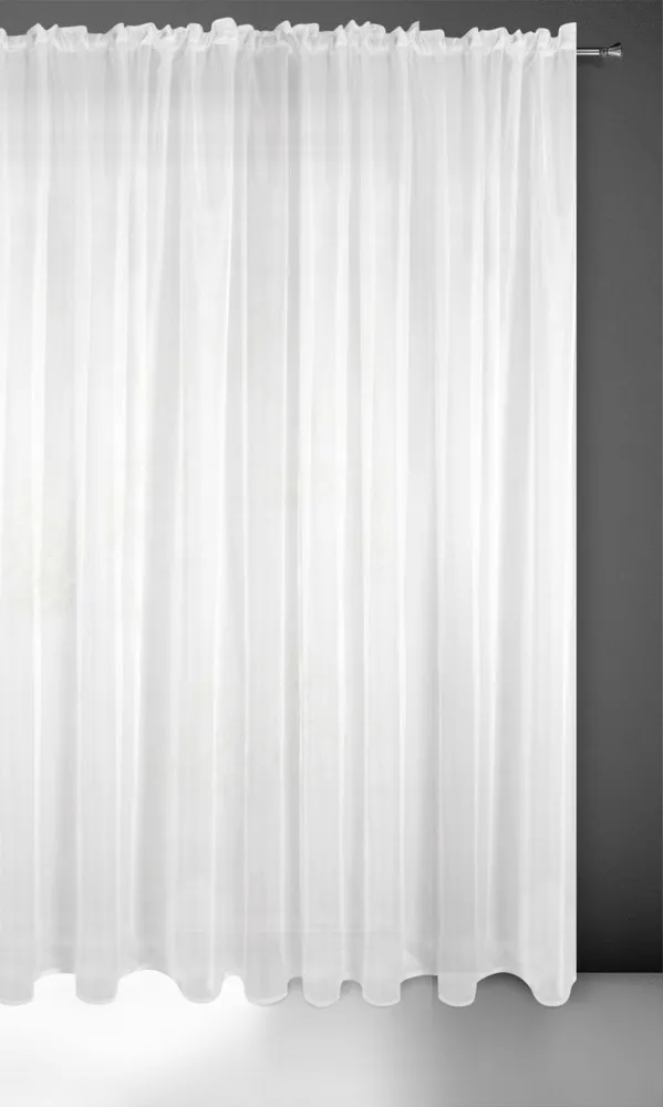 Firana 300x250 Lucy biała gotowa na taśmie z lekkiej przewiewnej tkaniny Eurofirany