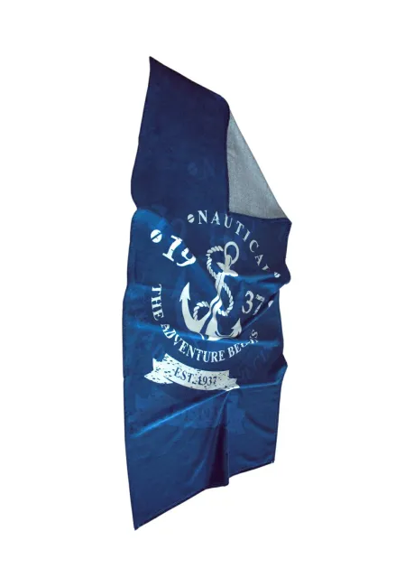 Ręcznik plażowy 75x150 Nautical kotwica 1937 niebieski bawełniany