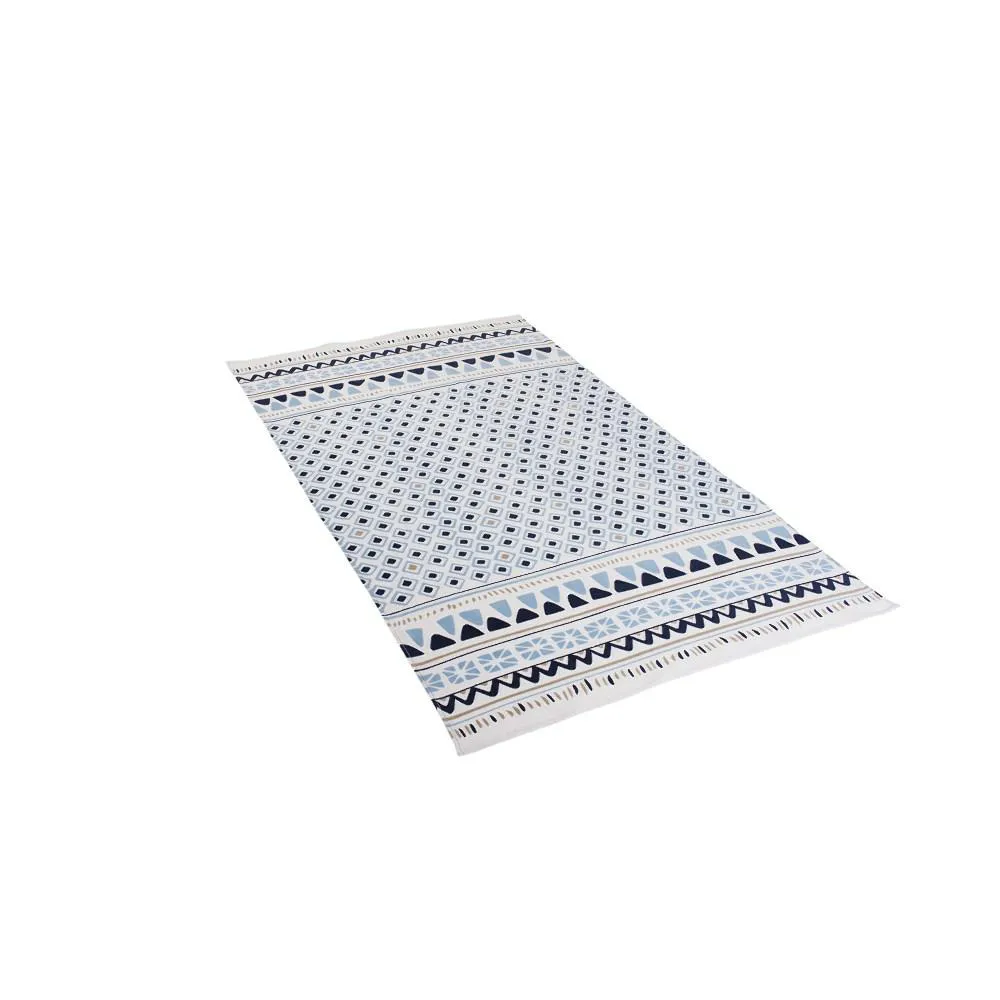 Ręcznik plażowy 90x170 Themexic niebieski biały granatowy geometryczny ZB-7809W drukowany welurowy 320g/m2 Clarysse