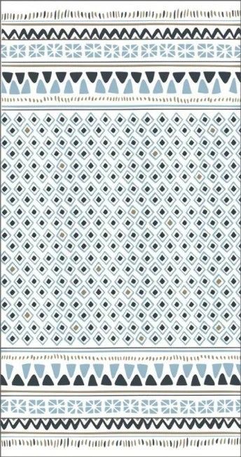 Ręcznik plażowy 90x170 Themexic niebieski biały granatowy geometryczny ZB-7809W drukowany welurowy 320g/m2 Clarysse