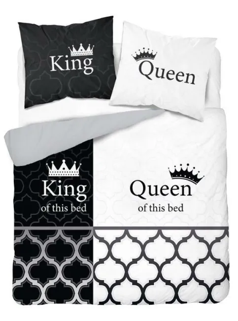 Pościel bawełniana 220x200 3602 A King Queen of this bed marokańska koniczyna czarana biała dwustronna dla pary Holland Home 2