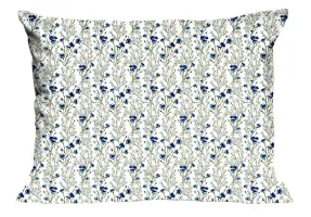 Poszewka bawełniana 50x60 1336N biała  łąka niebieskie kwiatki rumianki Classic E24