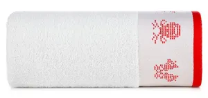 Ręcznik Noel 70x140 biały czerwony renifery świąteczny 02 450 g/m2 Eurofirany