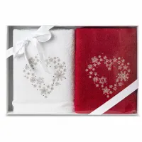 Komplet ręczników 2 szt.50x90 Santa świąteczny biały czerwony 450 g/m2 Eurofirany