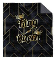 Narzuta dekoracyjna 220x240 King&Queen Król Królowa czarna złota szara K_59 112 Bedspread