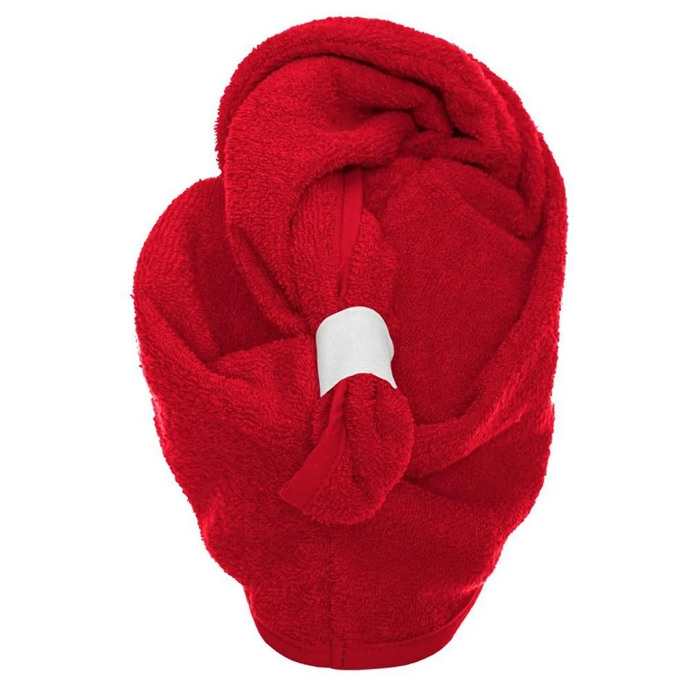 Turban kąpielowy 65x23 czerwony frotte ręcznik do włosów na głowę