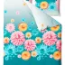 Pościel satynowa 220x200 Blossom turkusowa kolorowe kwiaty Satin Home 1