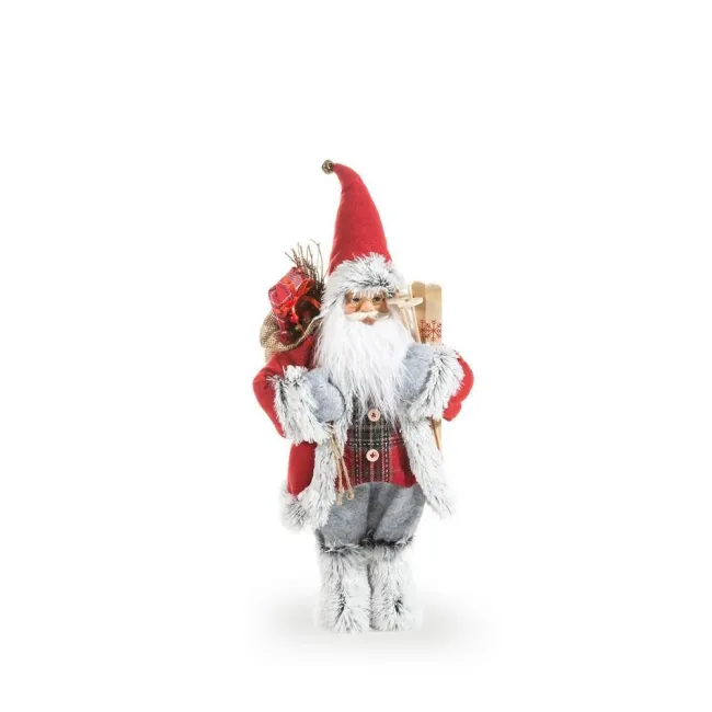 Ozdoba świąteczna Święty Mikołaj 1A 46cm czerwony stalowy narty prezenty Eurofirany