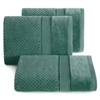Ręcznik Jessi 70x140 zielony ciemny frotte 500g/m2 z fakturą wytłaczanej krateczki i welurową bordiurą Eurofirany