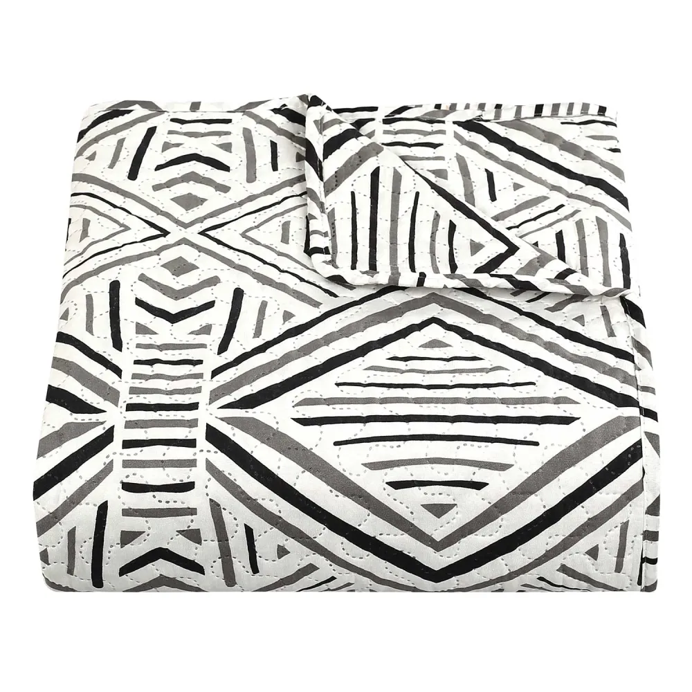 Narzuta dekoracyjna 200x220 Tarik biała czarna geometryczna Darymex