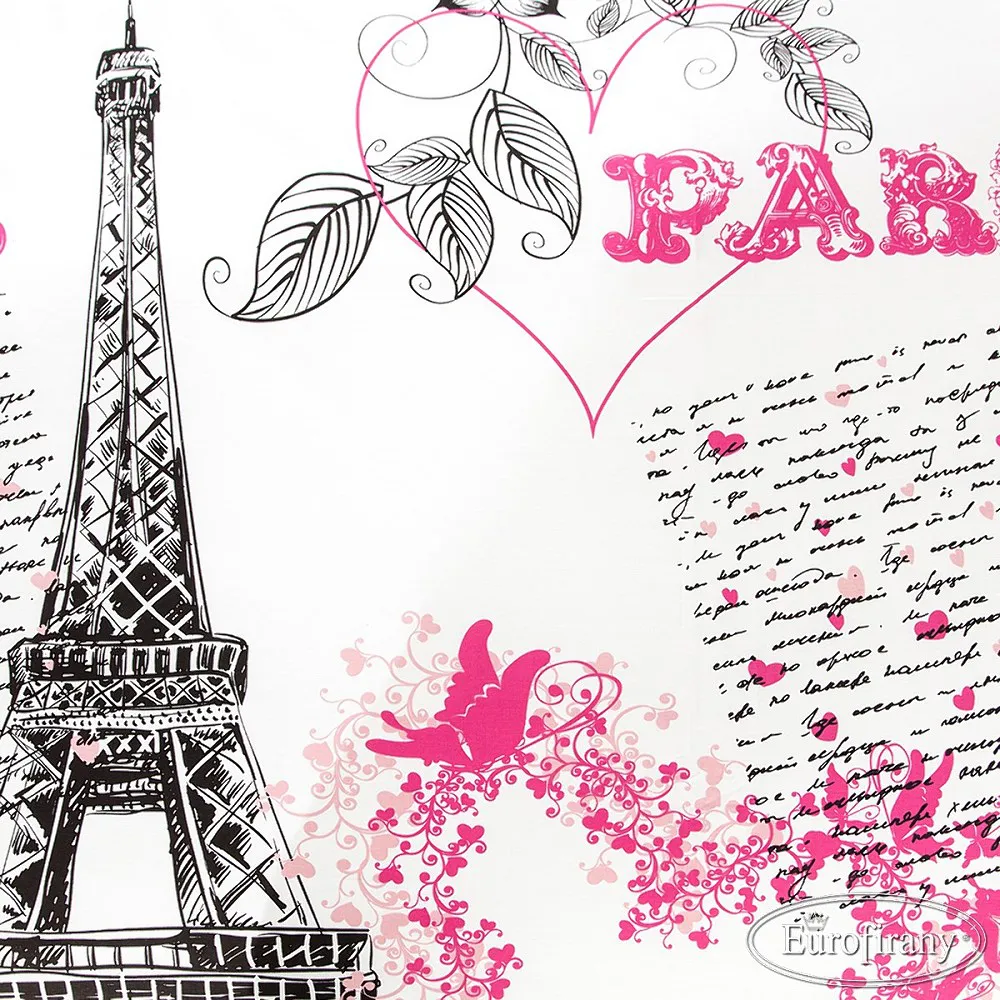 Pościel bawełniana 200x220 Paris biało różowa Ranforce Eurofirany