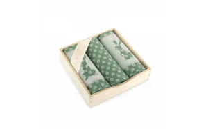 Komplet ścierek kuchennych Szarak 3 szt   zielony ciemny 8525/12 w drewnianym pudełku Zwoltex