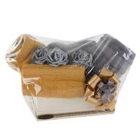Komplet ręczników 4szt T/0302 stalowy musztardowy zestaw upominkowy w pudełku Nefre na prezent Eurofirany