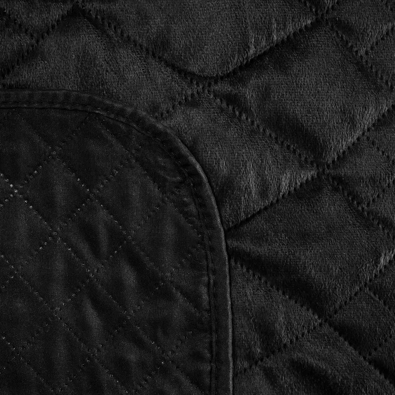 Narzuta na fotel 70x160 Luiz 3 czarna     welurowa wzór geometryczny