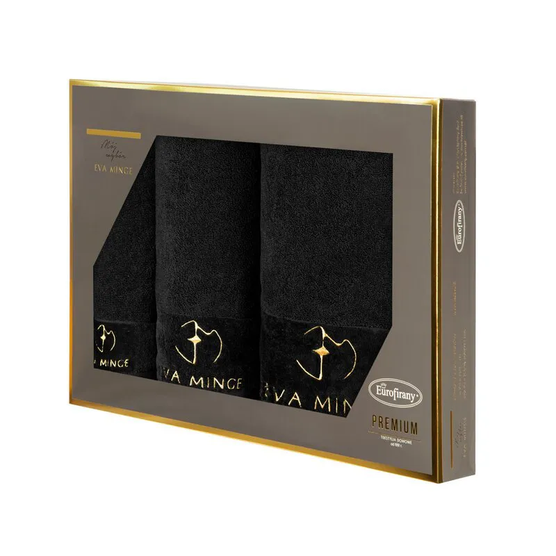 Komplet ręczników w pudełku 3 szt. Gaja  czarny 550 g/m2 Eurofirany