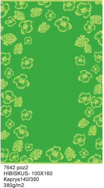 Ręcznik plażowy Hibiskus 100x160 Zielony 7642/2