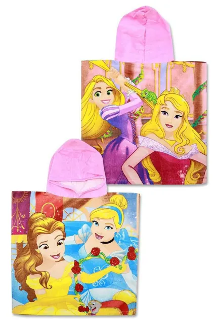 Poncho dla dzieci 55x110 Księżniczki Princess ręcznik z kapturem 8954