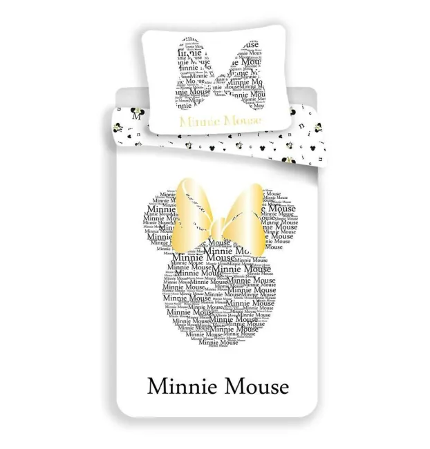 Pościel bawełniana 140x200 Myszka Mini 0715 Minnie Mouse złota poszewka 70x90
