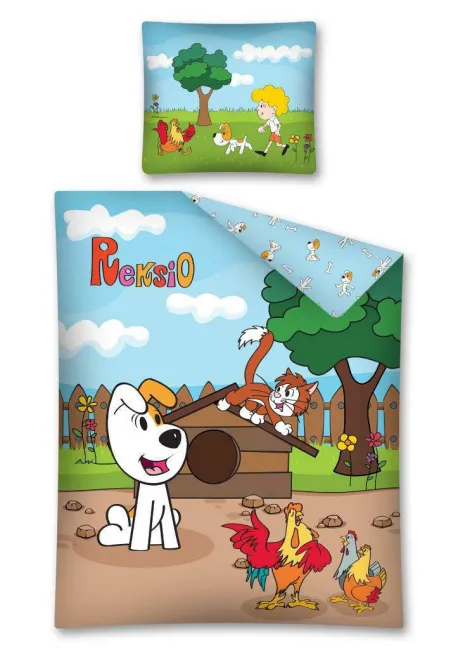 Pościel bawełniana 160x200 Reksio pies przyjaciele kot kury podwórko Polska Bajka 7529