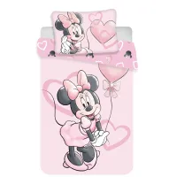 Pościel bawełniana 100x135 Myszka Mini Minnie Mouse 9657 różowa serduszka balonik poszewka 40x60 do łóżeczka dziecięca
