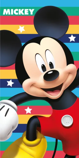 Ręcznik plażowy 70x140 Myszka Miki 3225 Mickey Mouse Cool kolorowe paski dziecięcy