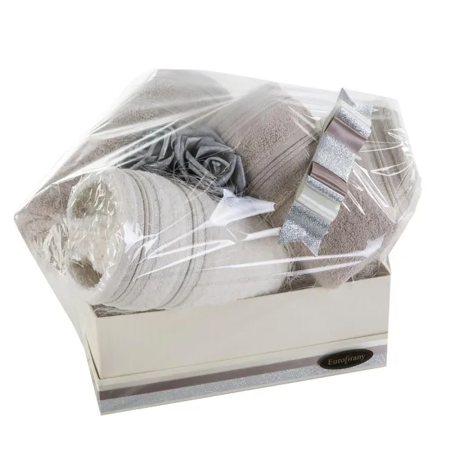 Komplet ręczników 4szt T/0311 kremowy beżowy zestaw upominkowy w pudełku Wiki na prezent Eurofirany