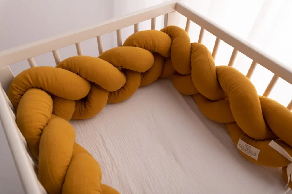 Ochraniacz do łóżeczka Warkocz Muślin     żółty długość 200cm