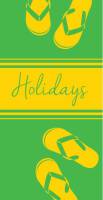 Ręcznik plażowy 70x140 Miramare 10 zielony żółty klapki welurowy Holidays 3938 Faro