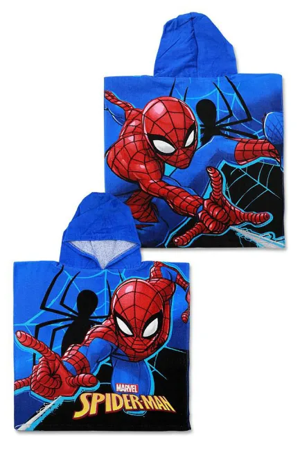 Poncho dla dzieci 55x110 Spiderman Człowiek Pająk ręcznik z kapturem 0797