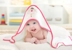 Okrycie kąpielowe niemowlęce 100x100 Baletnica kremowy ręcznik z kapturkiem Baby