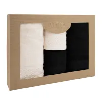 Komplet ręczników 4 szt Solano kremowy czarny w pudełku Darymex