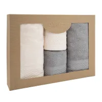 Komplet ręczników 4 szt Solano kremowy    popielaty jasny w pudełku Darymex
