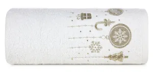 Ręcznik Santa 50x90 biały złoty bombki świąteczny 19 450 g/m2 Eurofirany