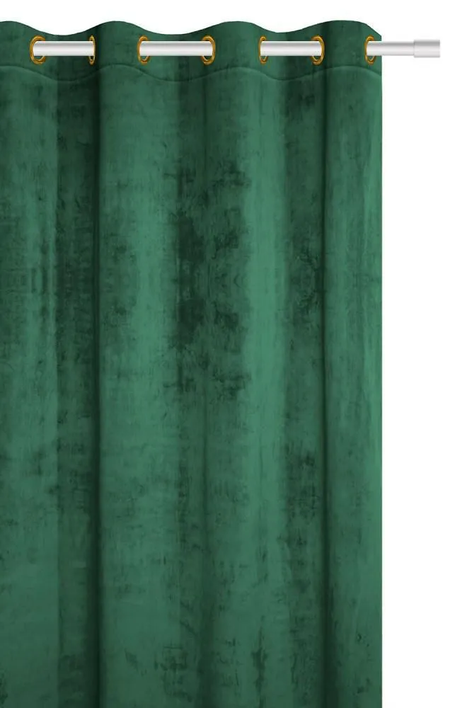 Zasłona gotowa 140x250 zielona butelkowa na przelotkach soft Velvet do salonu