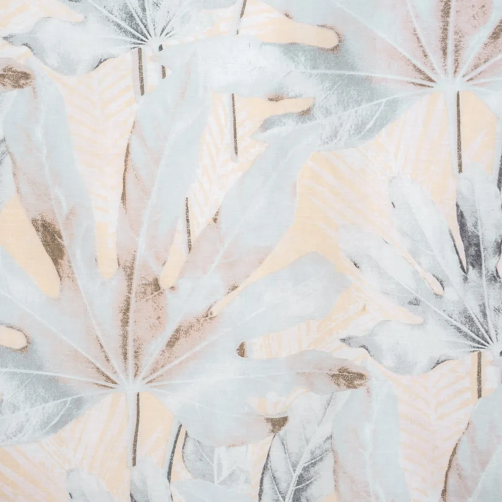 Pościel bawełniana 160x200 liście palmy kwiaty szara beżowa biała Evita