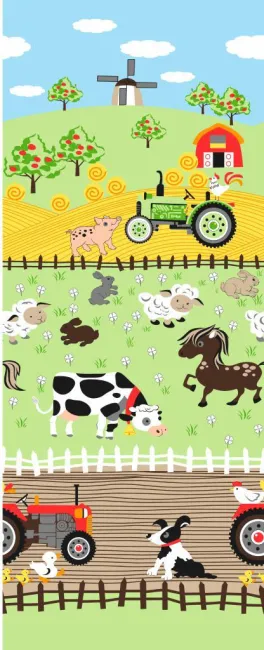 Pościel bawełniana 140x200 wzór 227 Farma Konik Świnka Traktor- zdjęcie poglądowe