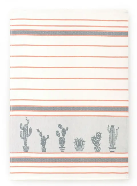 Ścierka kuchenna 50x70 Arizona 8691/1 biała szara pomarańczowa kaktusy bawełniana do naczyń