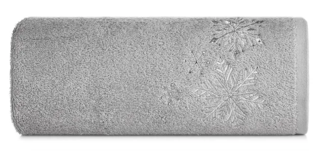 Ręcznik Santa 50x90 srebrny gwiazdki  świąteczny 13 450 g/m2 Eurofirany