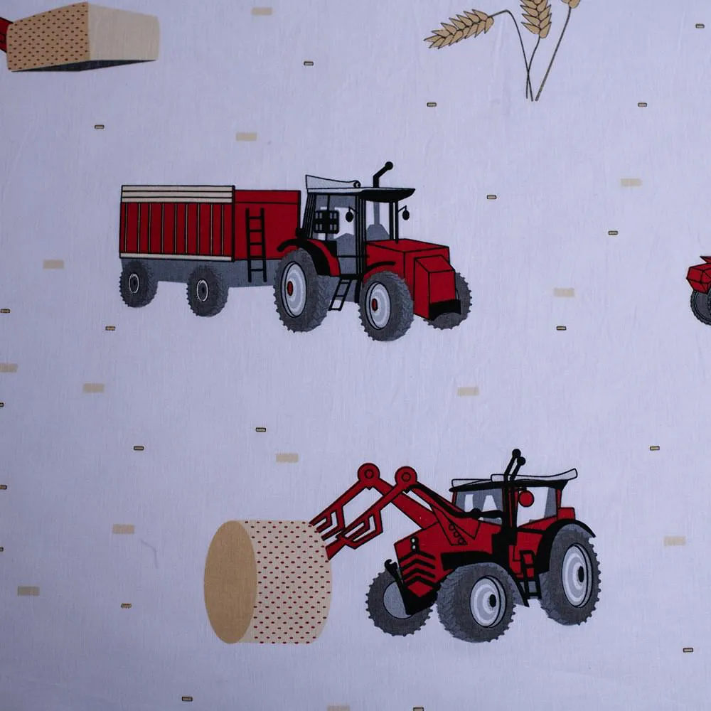 Prześcieradło bawełniane z gumką 90x200 traktory czerwone 7752 dla dzieci