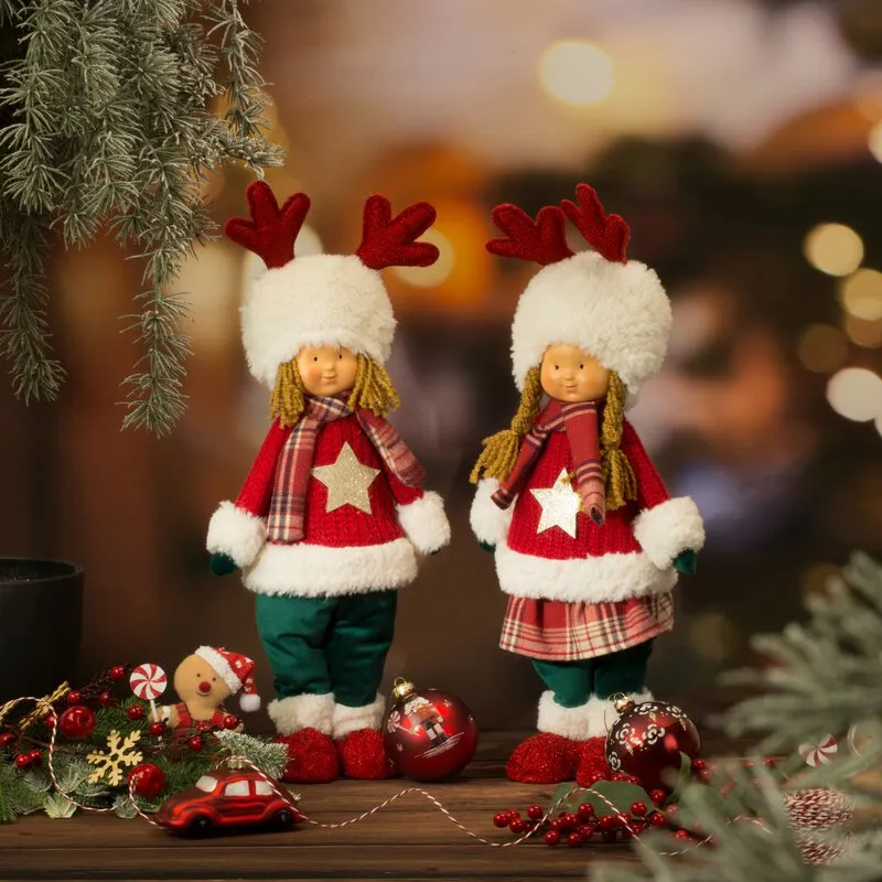 Ozdoba świąteczna Doll lalka 21x12x52  czerwona Eurofirany
