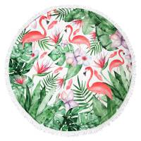 Ręcznik plażowy 150 okrągły Havana 02 flamingi liście 250g/m2 Eurofirany