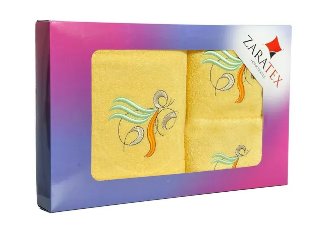 Komplet ręczników w pudełku 3 szt Ara żółty 30x50, 50x90, 70x140 400g/m2