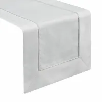 Obrus bieżnik 40x140 Madele biały srebrna lamówka w pudełku Eurofirany